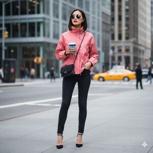 Armani Collezioni Pink Salmon Windbreaker Lightweight Jacket Sz 10 City Gorpcore